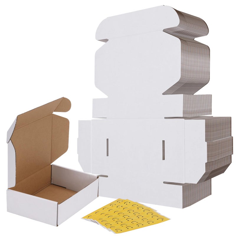 RLAVBL 7x5x2 Small Shipping Boxes Set of 40, White Corrugated Cardboard Mailer Box for Packing, Mailing, Business - Image 1